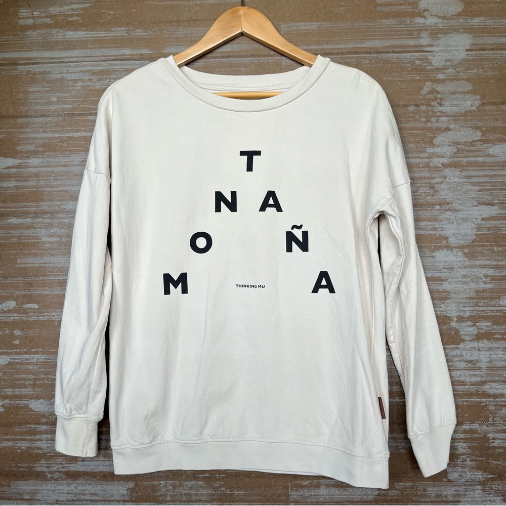 Thinking Mu Women's Cream Graphic Sweatshirt